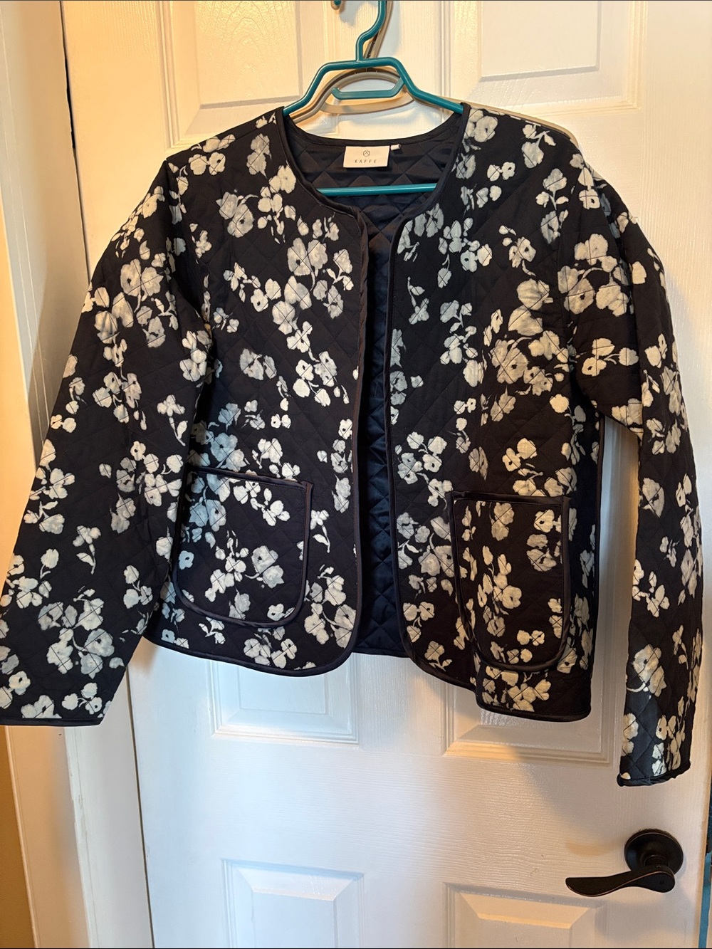 Quilted Floral Black and White Jacket - Kaffe